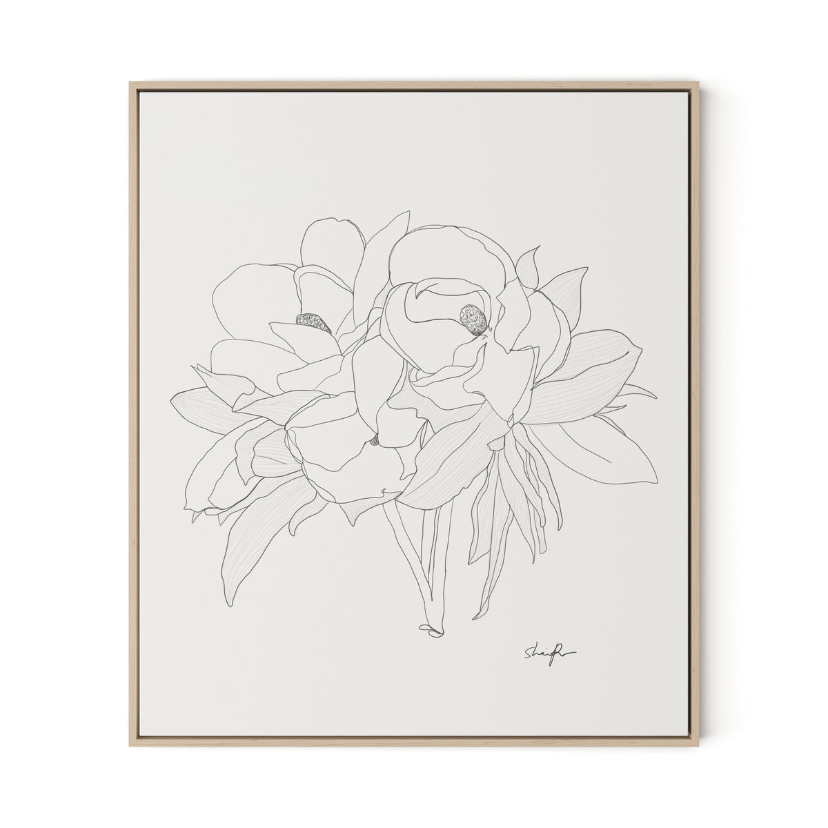 Magnolia Canvas Floater Framed / 27.5 x 32 in / Natural Maple