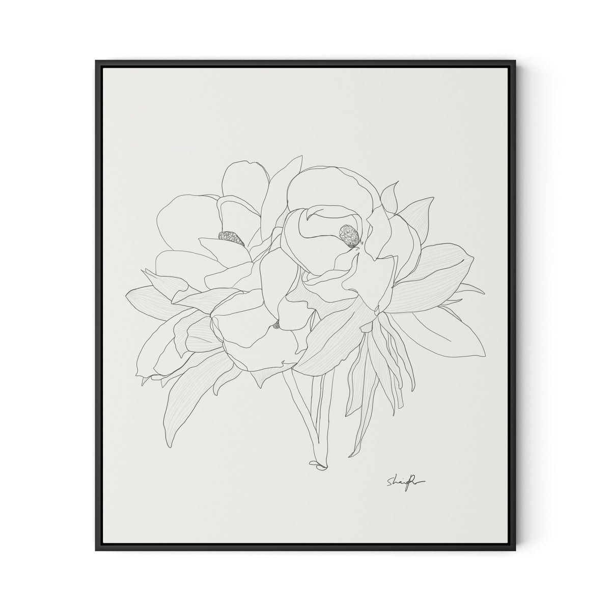 Magnolia Canvas Floater Framed / 27.5 x 32 in / Black