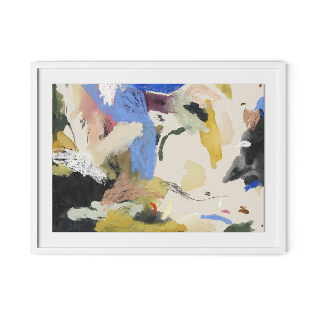 Sunny Side of the Street Framed Paper / 32 x 24 in / White