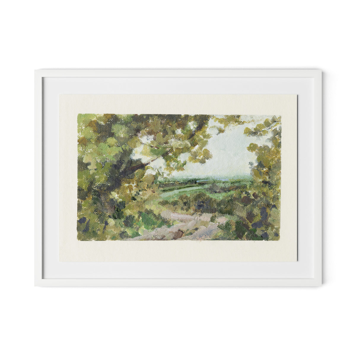 Summer Passage with border Framed Paper / 32 x 24 in / White