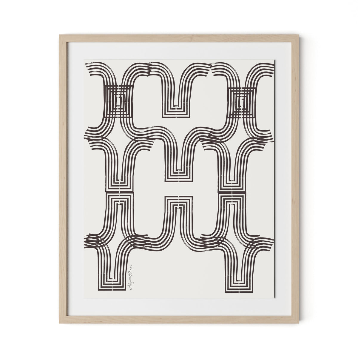 Arcs (Chocolate) Framed Paper / 26.5 x 32 in / Natural Maple