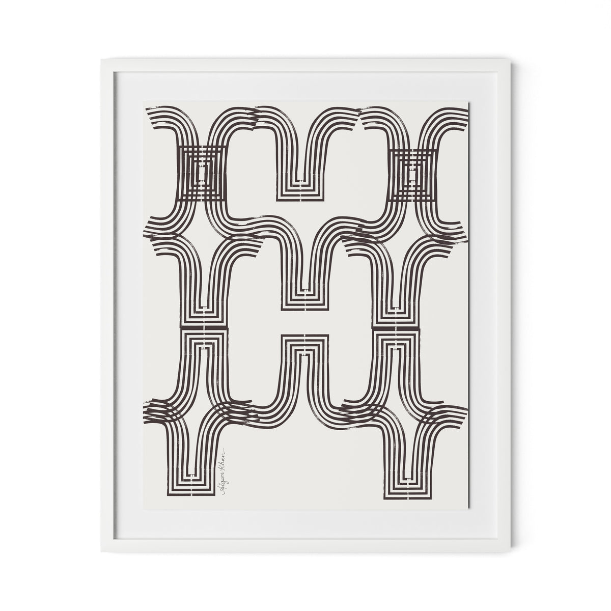 Arcs (Chocolate) Framed Paper / 26.5 x 32 in / White