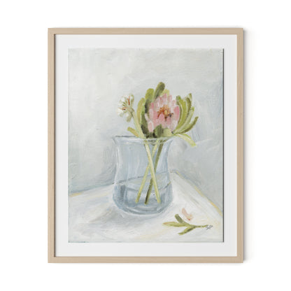 Protea Still Life Framed Paper / 26.5 x 32 in / Natural Maple