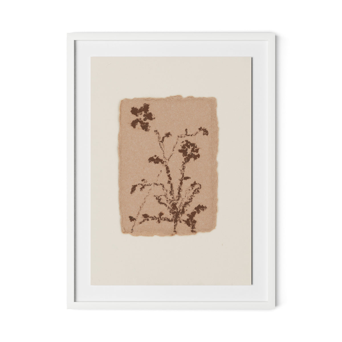 Petal and Water Green Abstract Framed Paper / 24 x 32 in / White