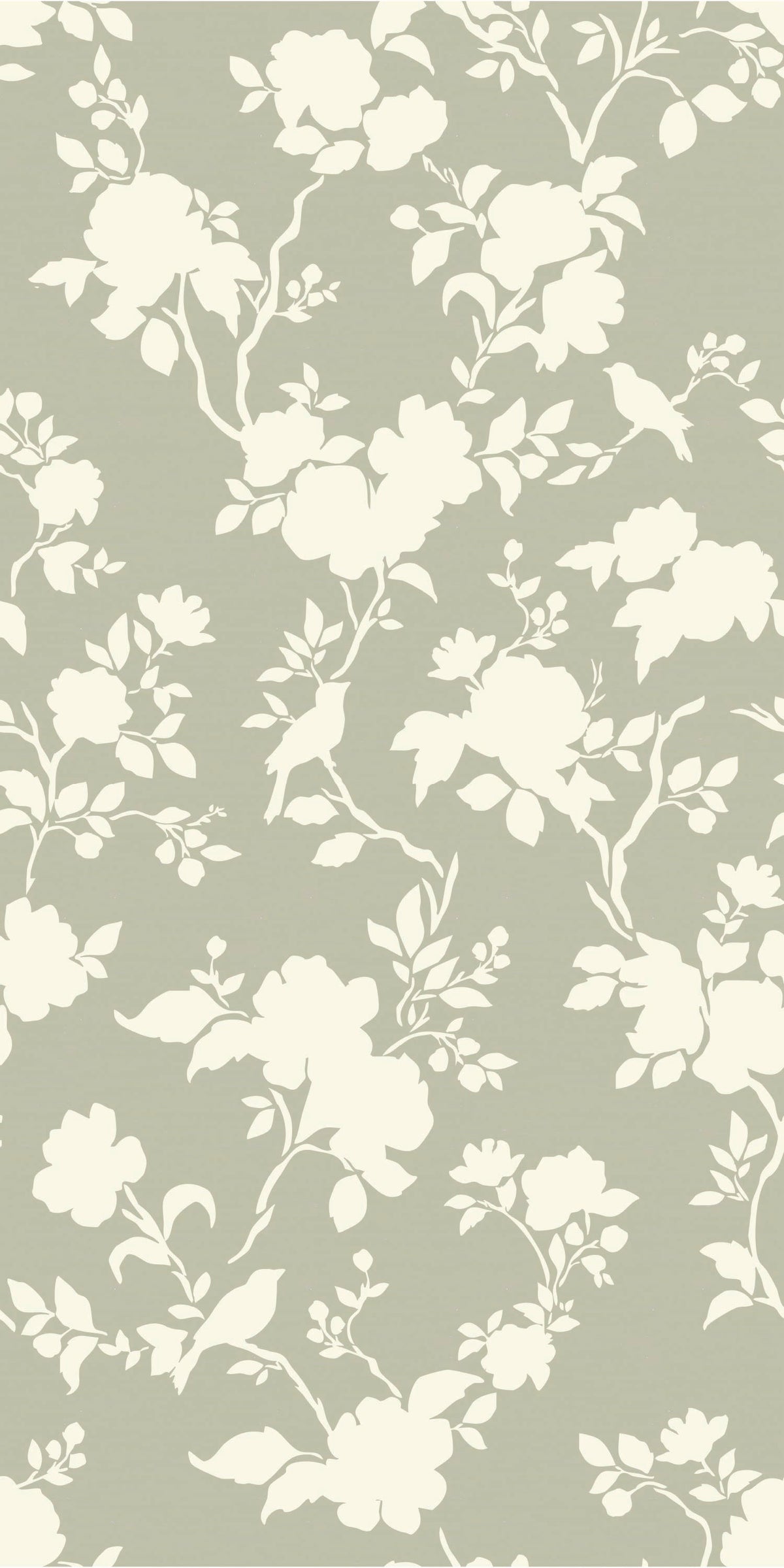 Image of Camellia Bloom in Light Green Wallpaper