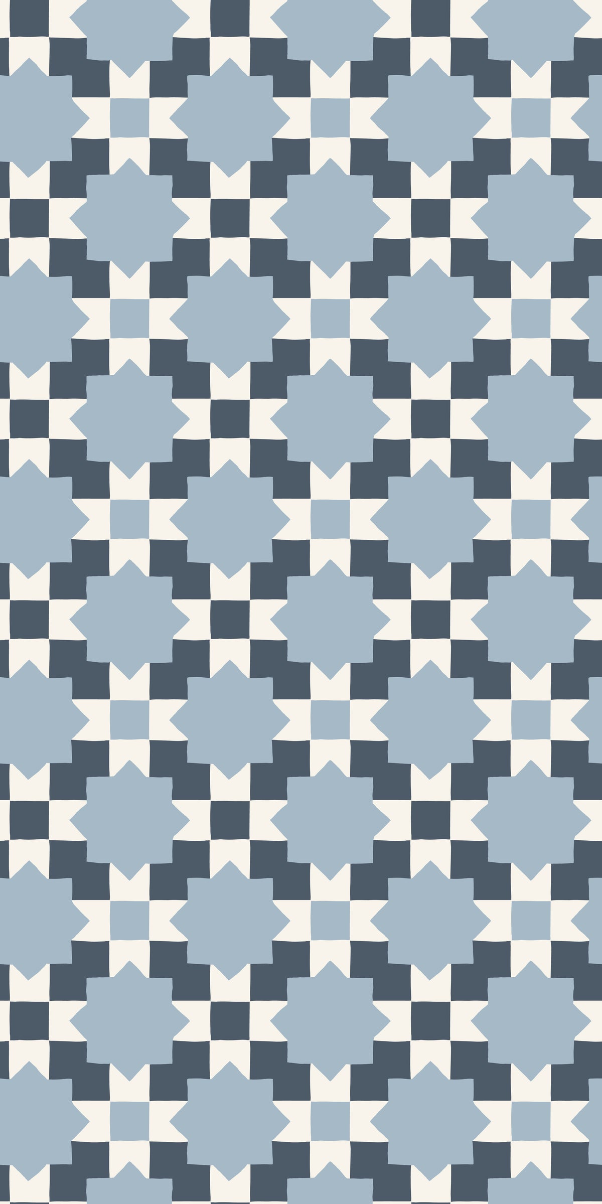 Image of Checkerboard Geo in Powder/Navy Wallpaper