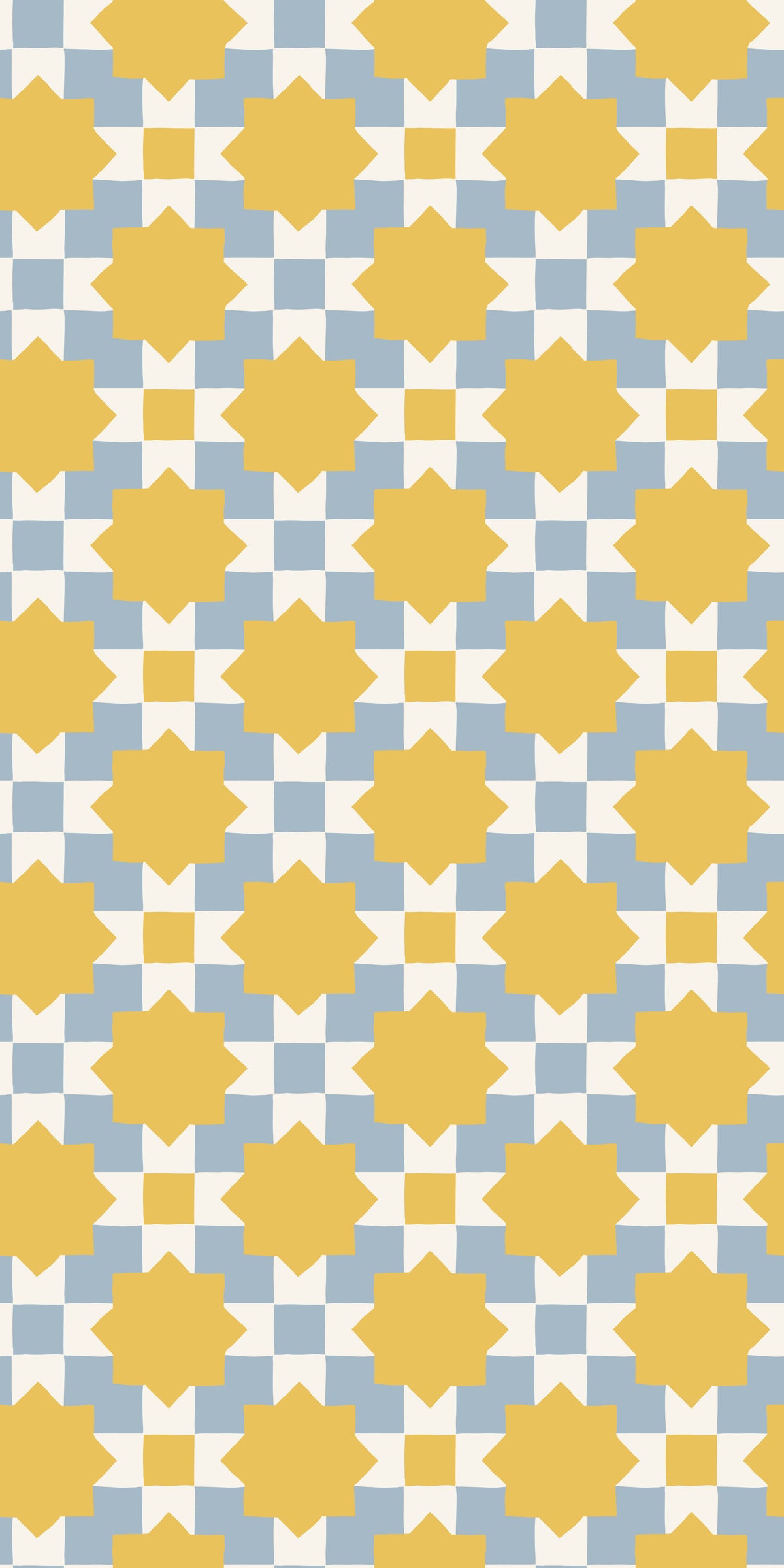 Image of Checkerboard Geo in Powder/Sunflower Wallpaper