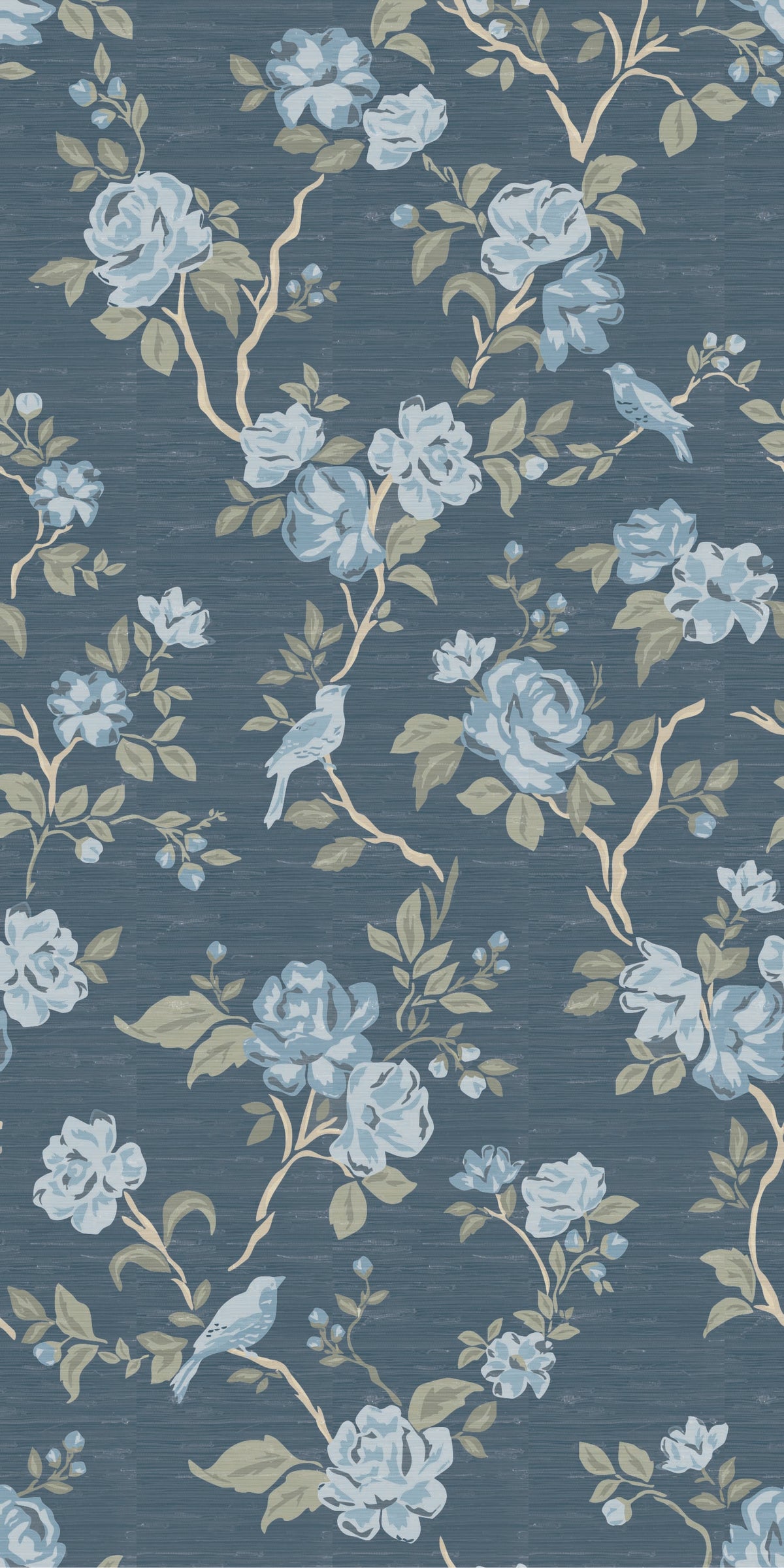 Image of Climbing Blossom in Chambray Wallpaper