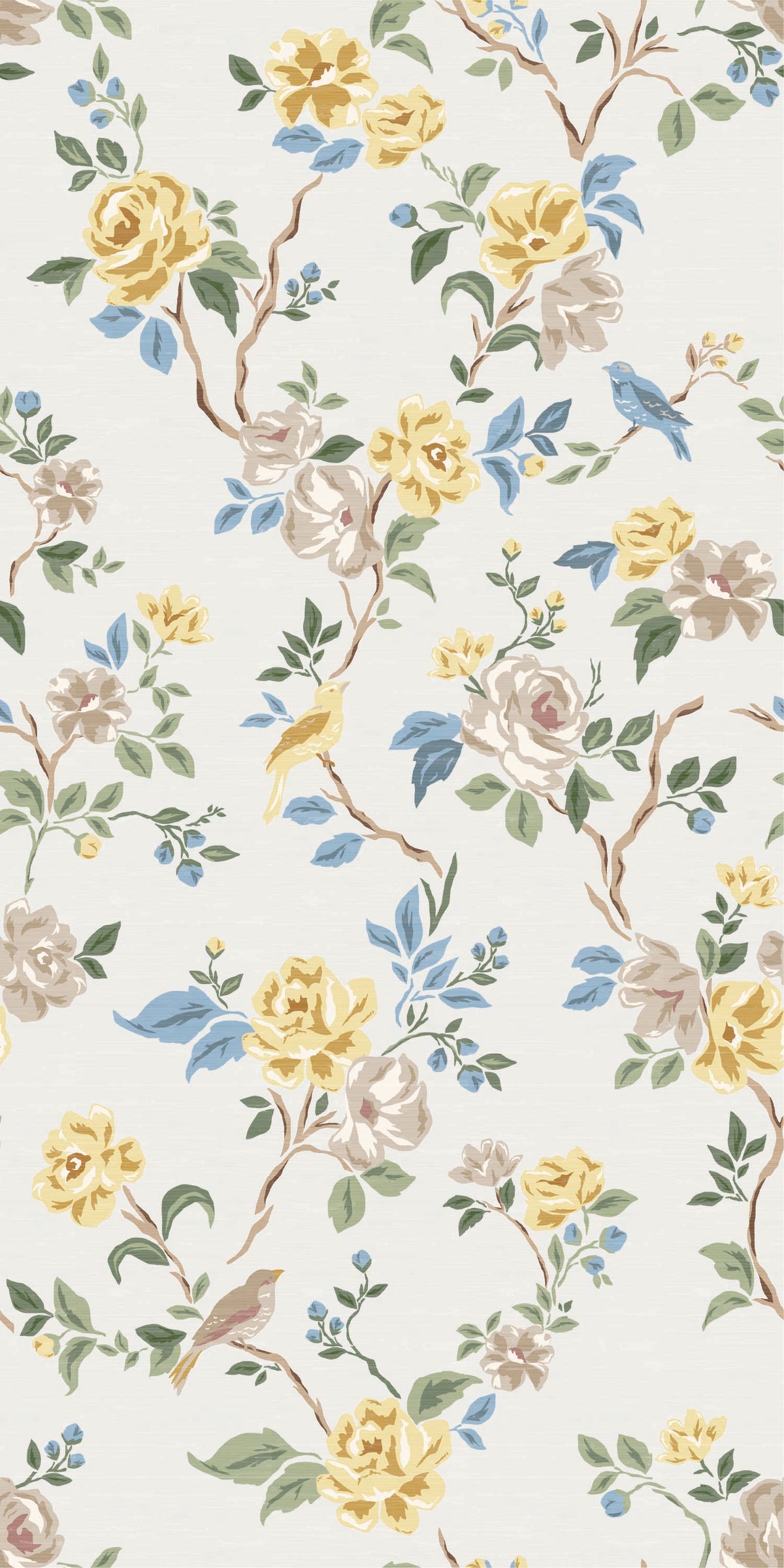 Image of Climbing Blossom in Pale Gold Wallpaper