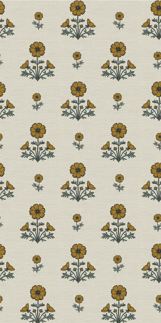 Image of Cosmo Block Print in Mustard/Light Tan Wallpaper