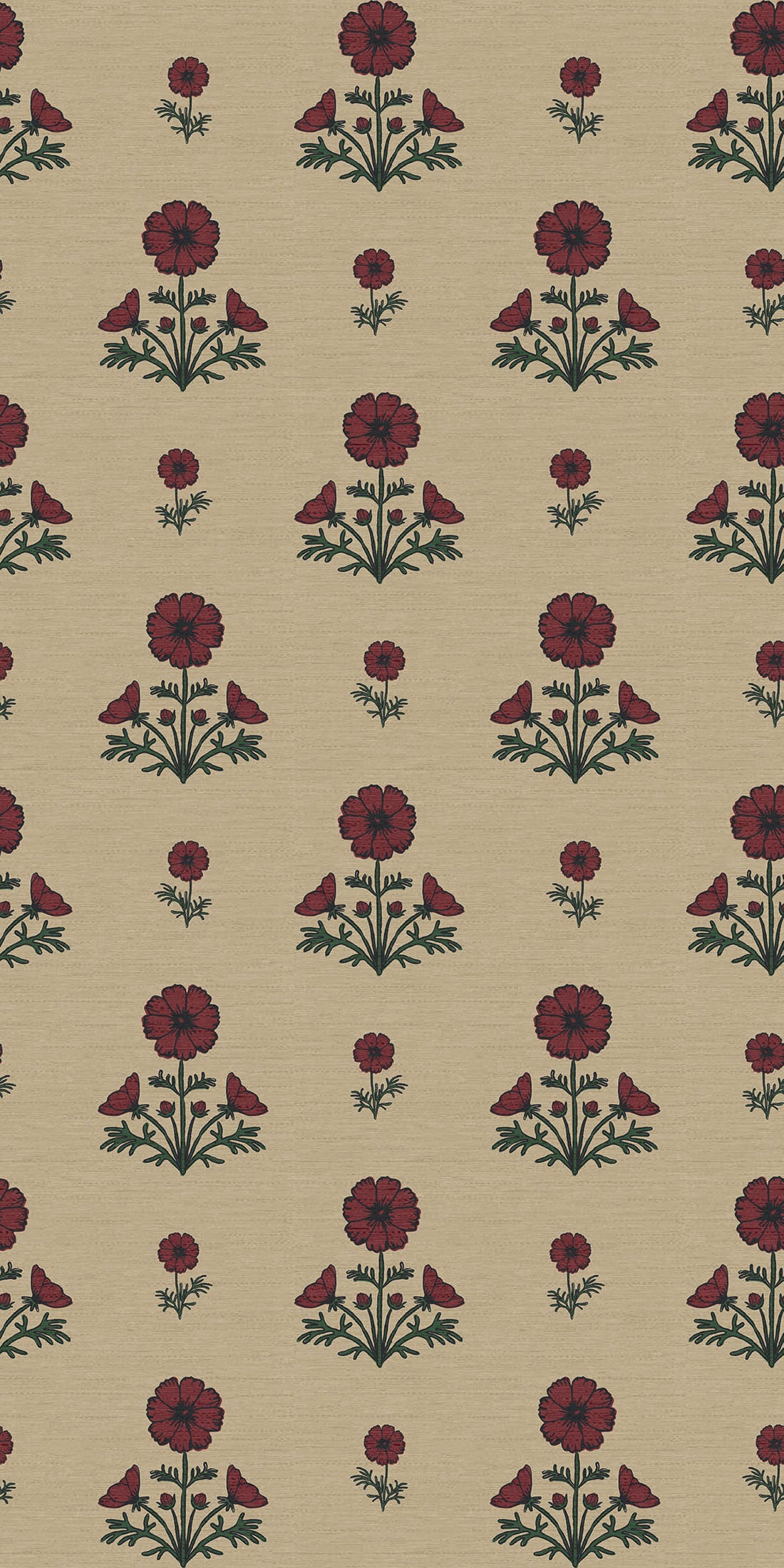 Image of Cosmo Block Print in Red/Dark Tan Wallpaper