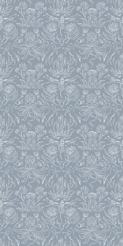 Image of Desert Critters in Blue Grey Wallpaper