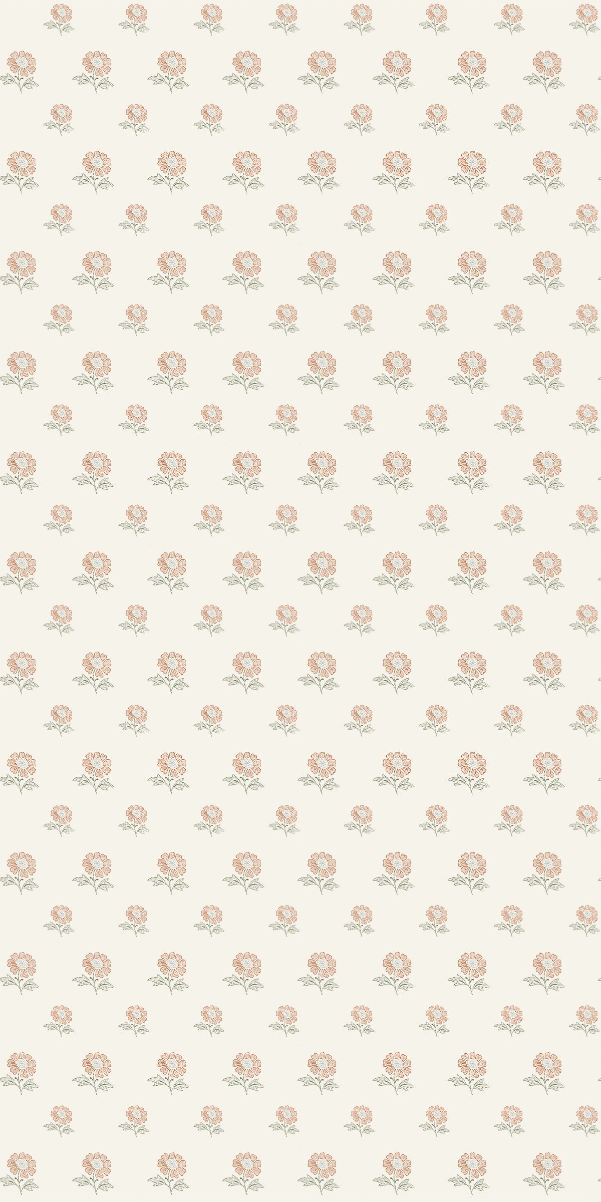 Image of Ditzy Floral in Antique White/Burnt Orange Wallpaper