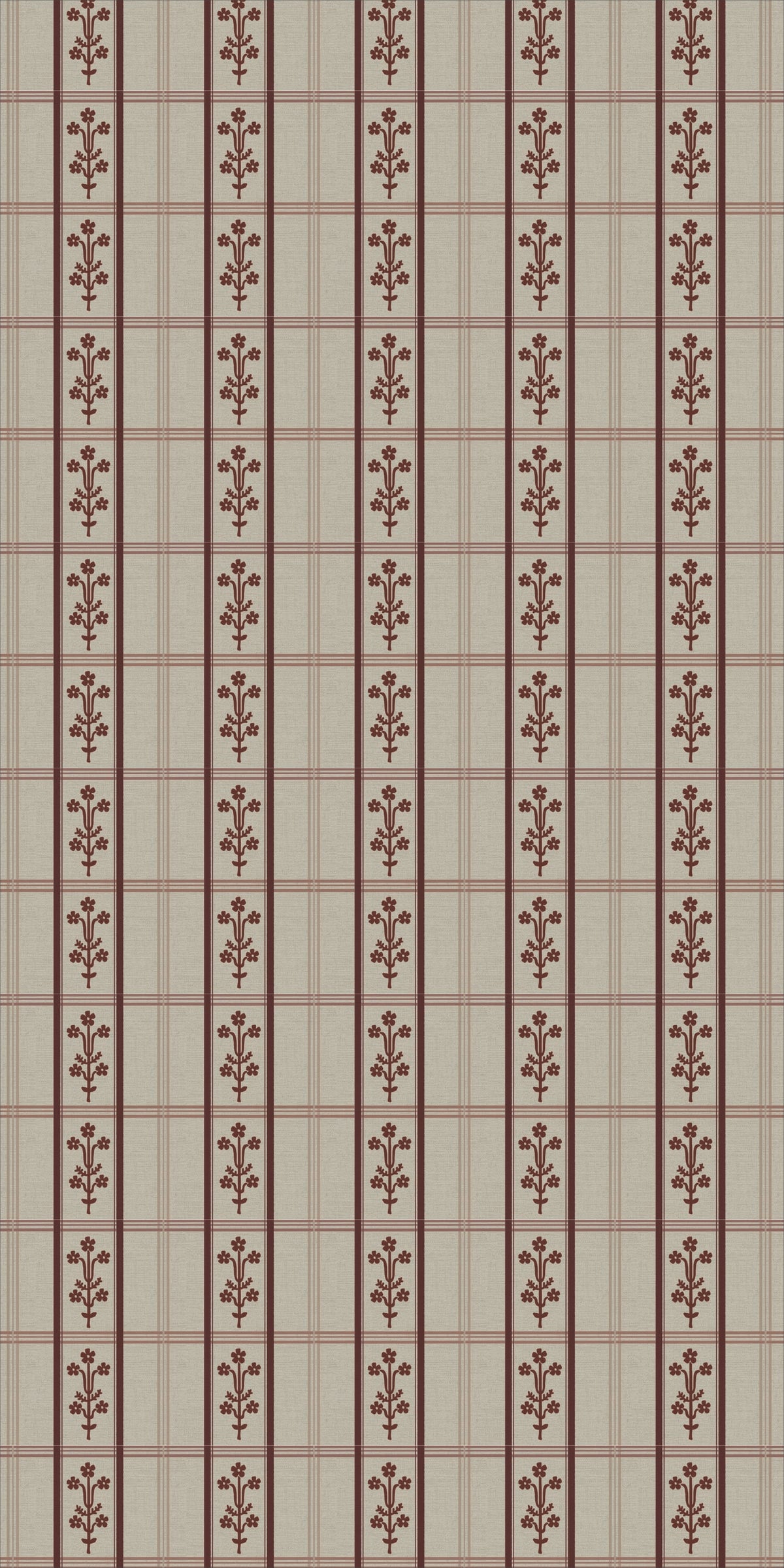 Image of Flora Plaid in Rust/Pink Wallpaper