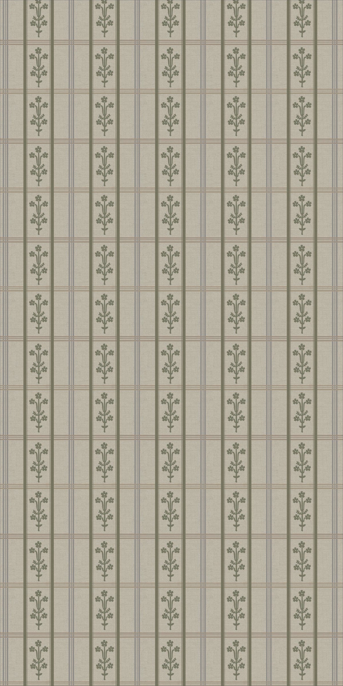 Image of Flora Plaid in Blue/Green Wallpaper