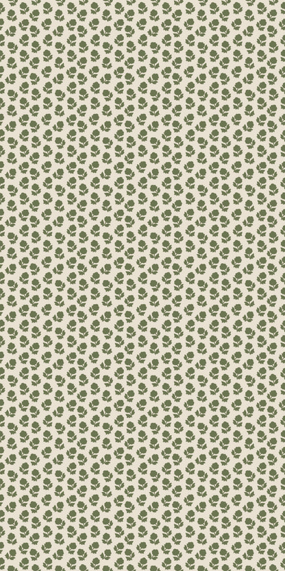 Image of Flower Stamp in Cream/Olive Wallpaper