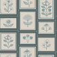 Image of Framed Flowers in Denim Wallpaper