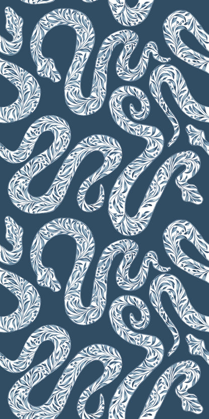 Image of Garden Snake in Dark Blue Wallpaper
