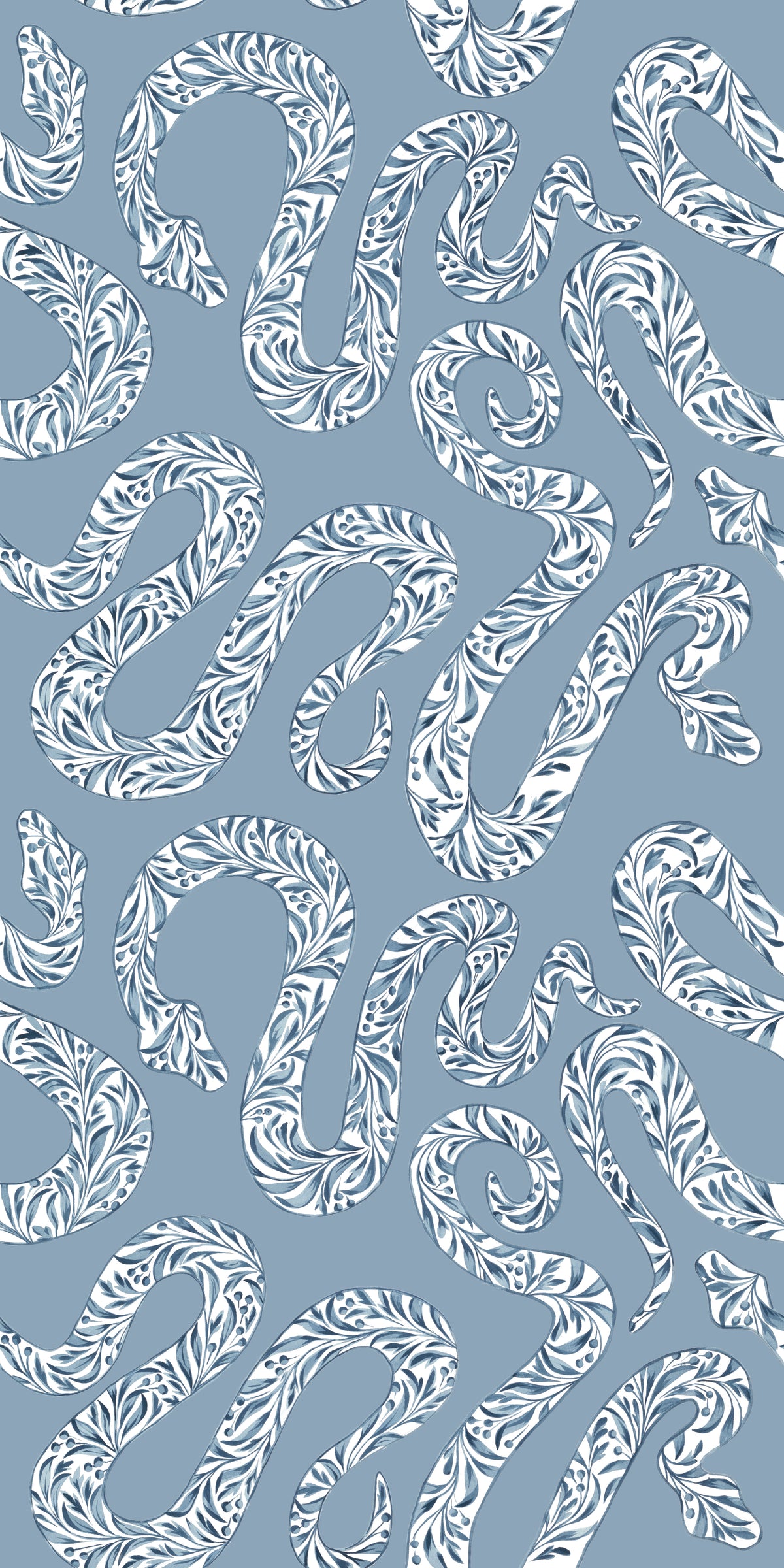 Image of Garden Snake in Light Blue Wallpaper