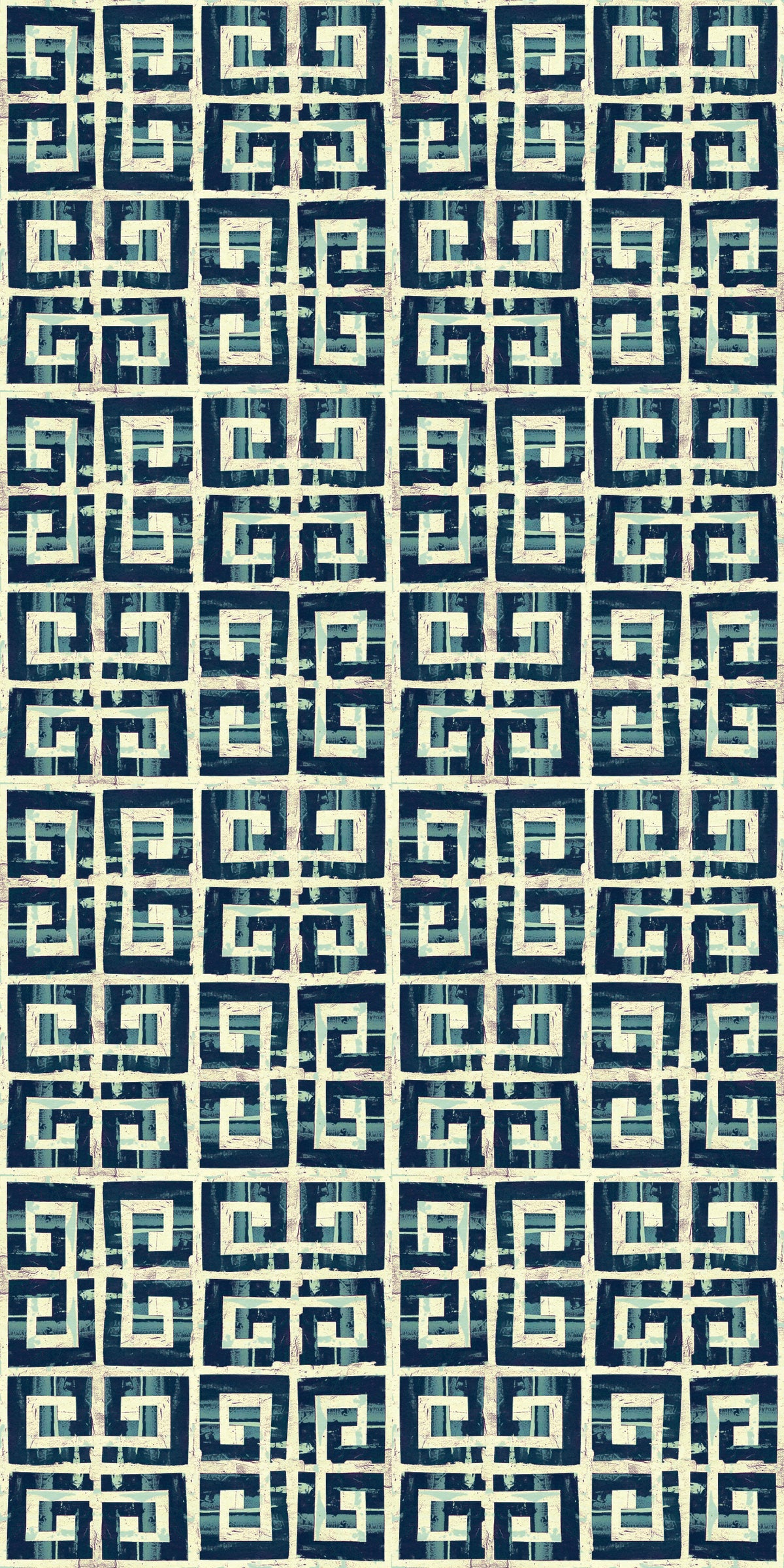 Greek Key Tile/Flooring in Indigo