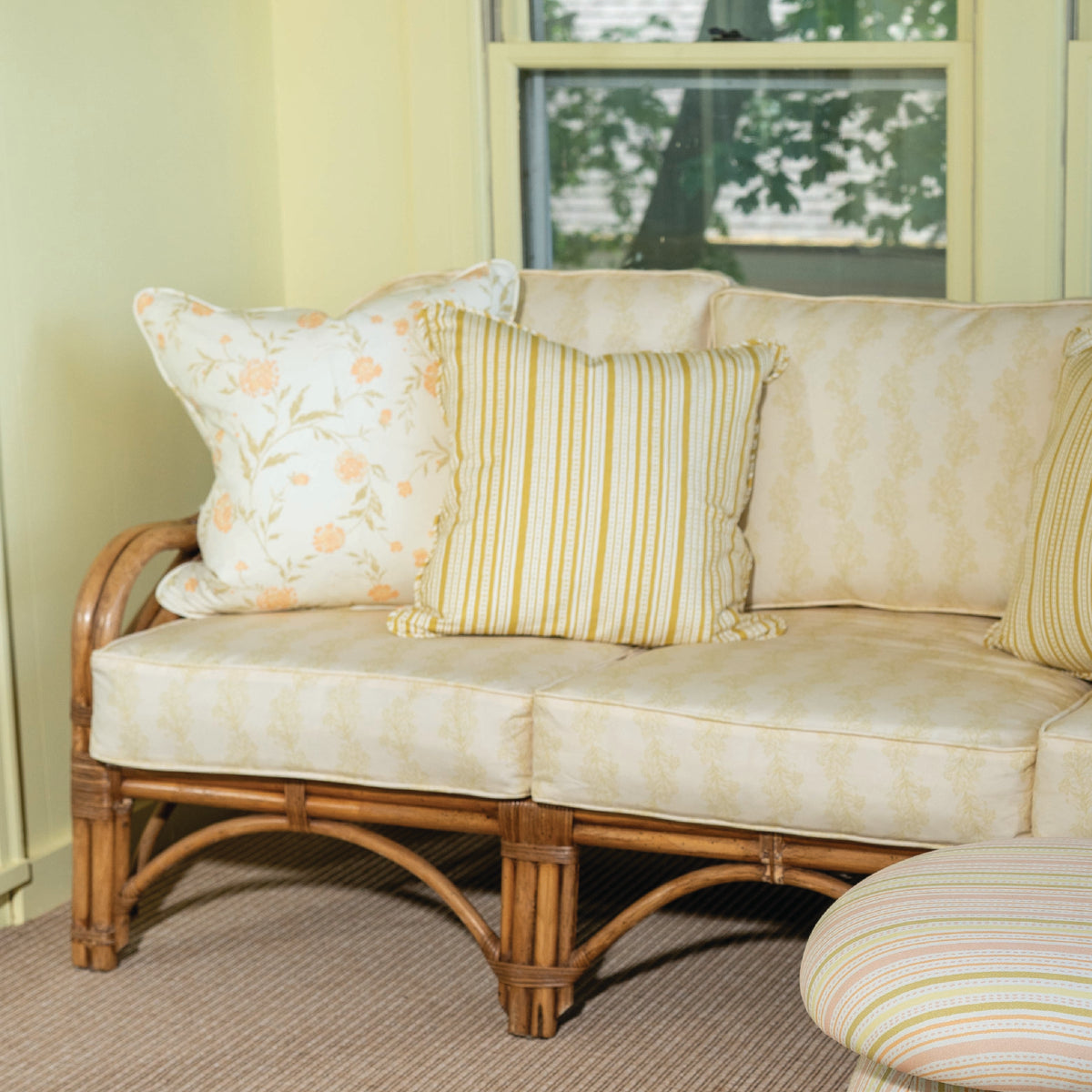 Haritage Vine Fabric in Cream/Lichen