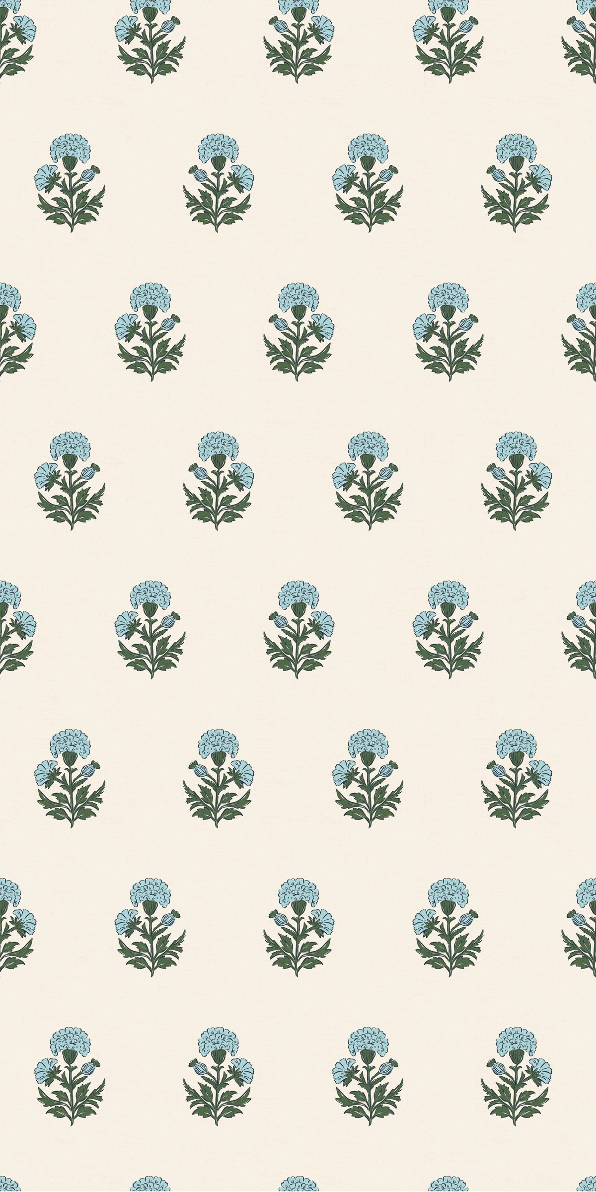 Image of Marigold Block Print in Sky Blue Wallpaper
