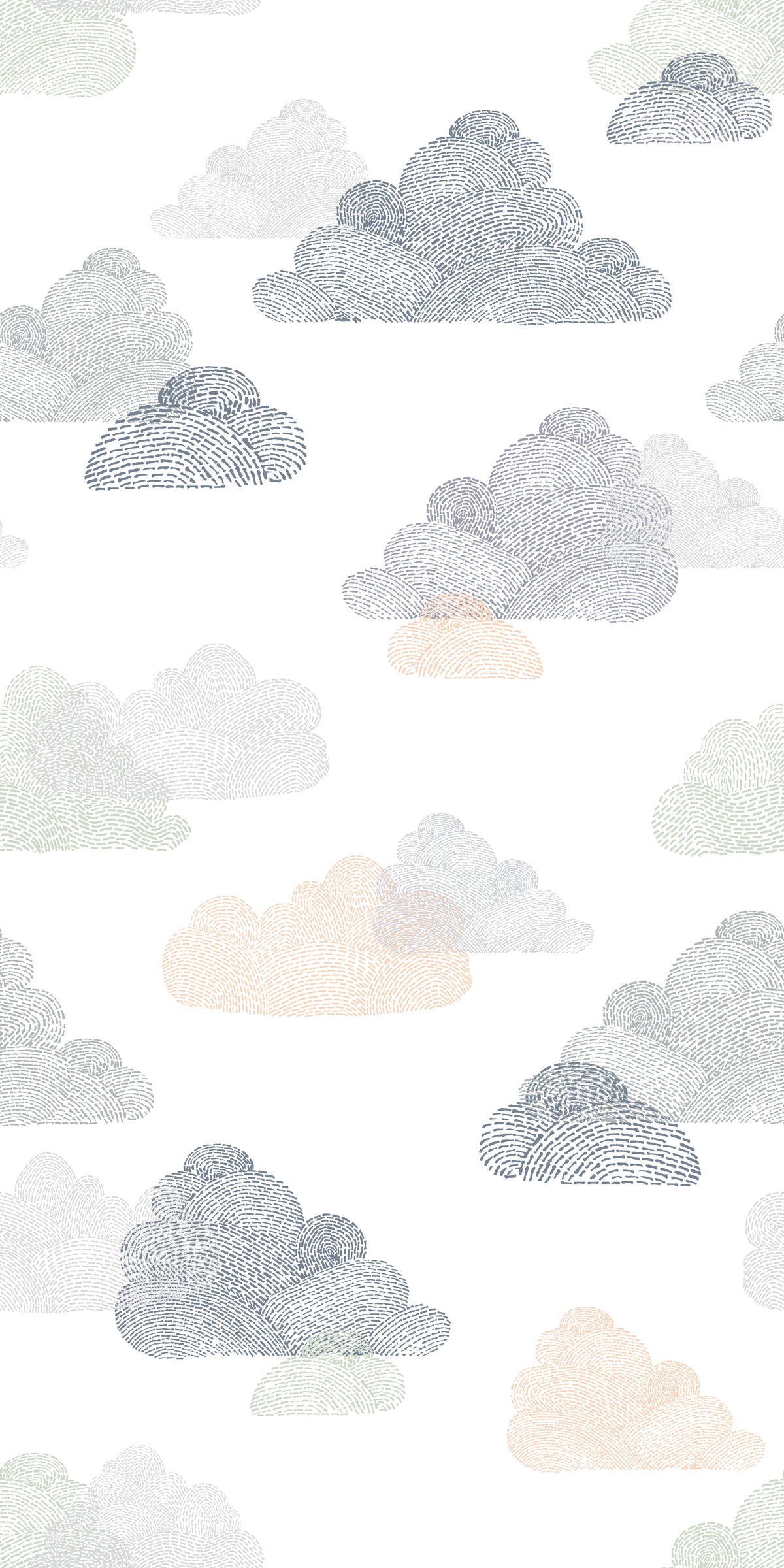 Image of Overcast Stitch in White/Grey Blue Wallpaper