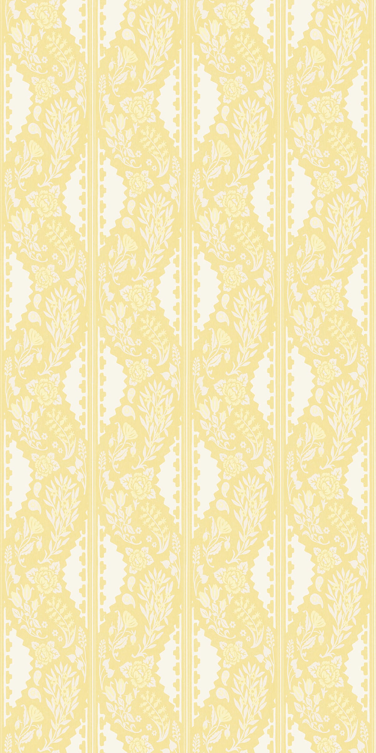 Image of Paisley Block Stripe in Buttercream Wallpaper