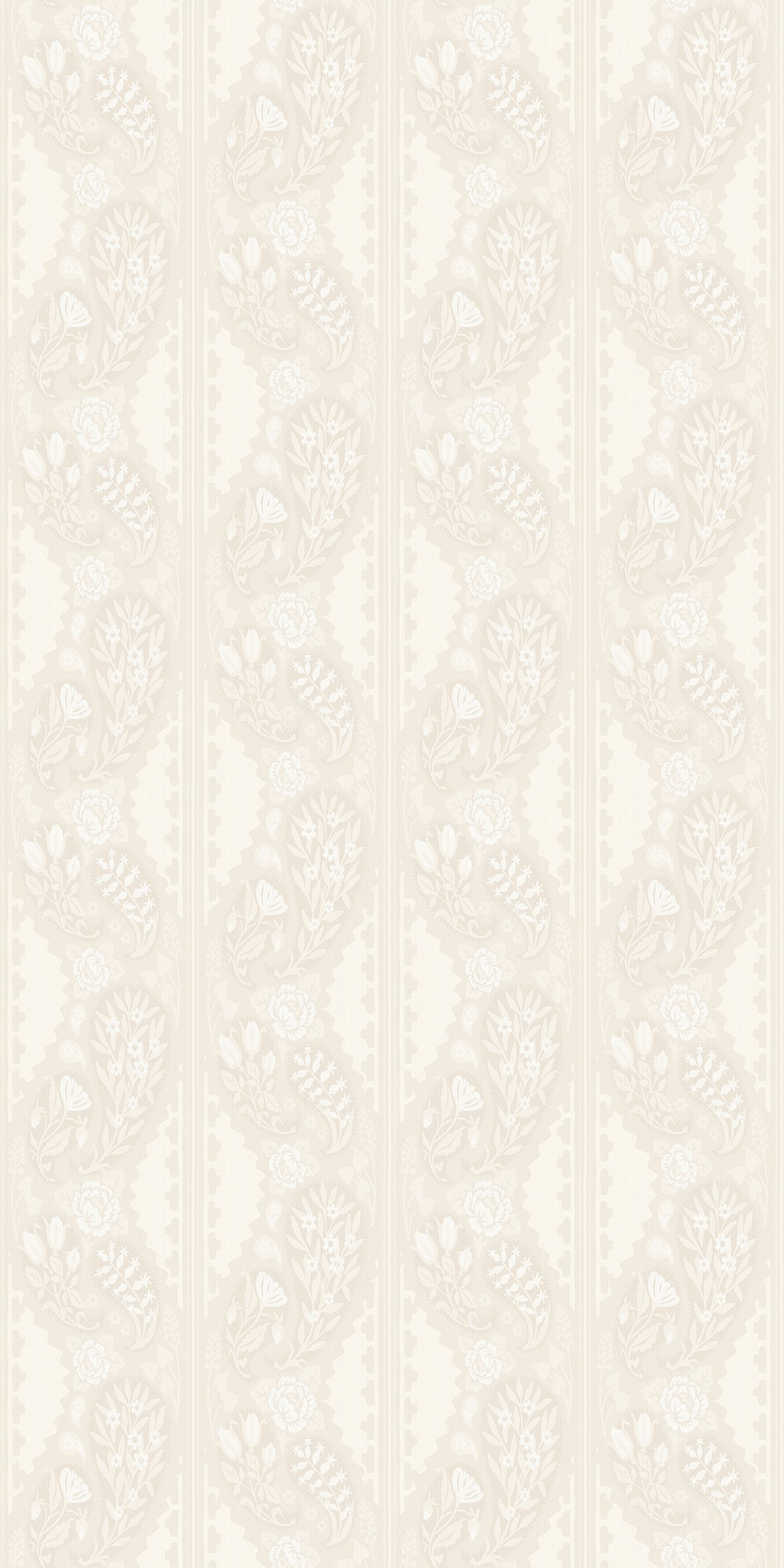 Image of Paisley Block Stripe in Cream Wallpaper