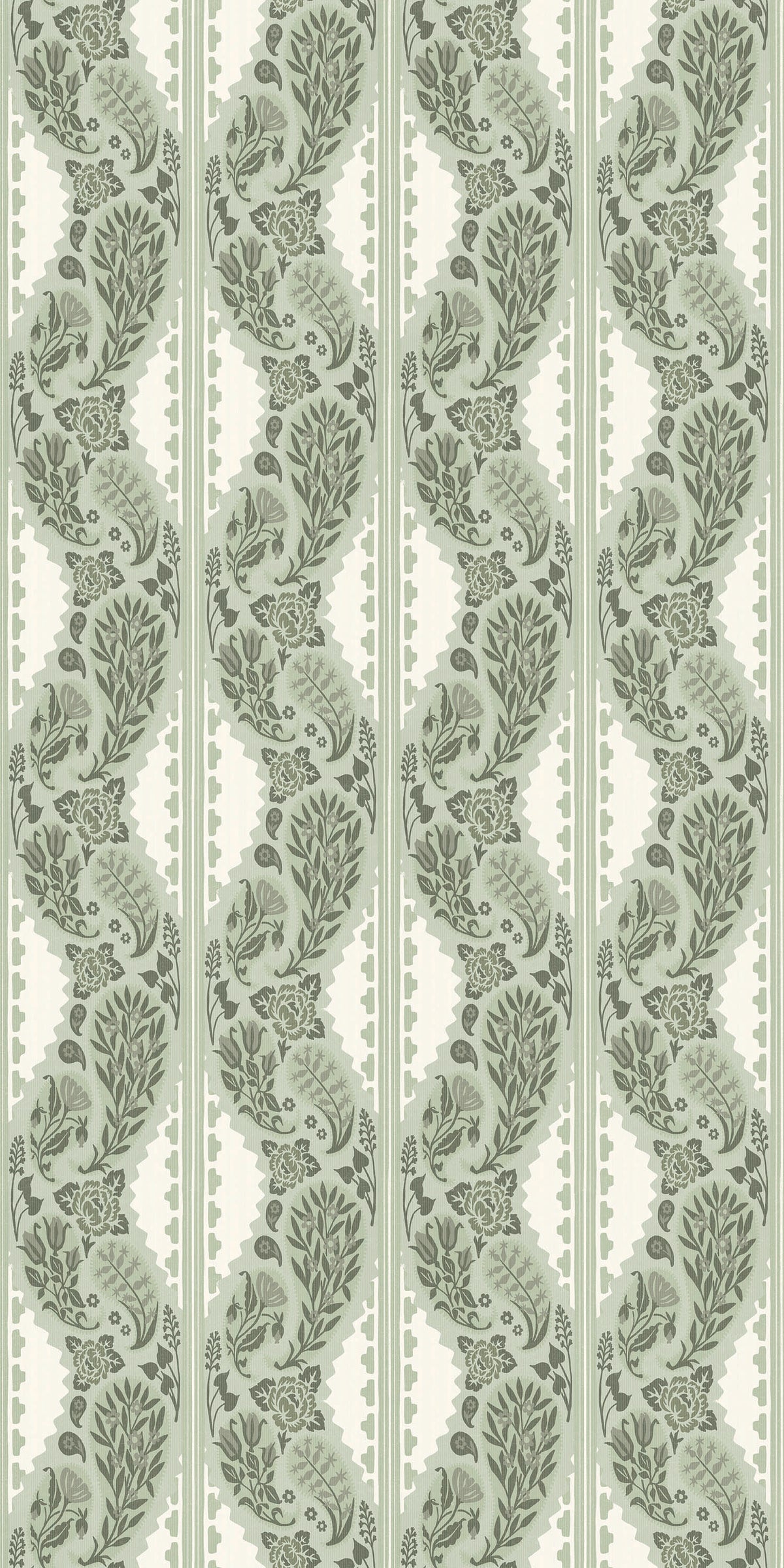 Image of Paisley Block Stripe in Sage Wallpaper