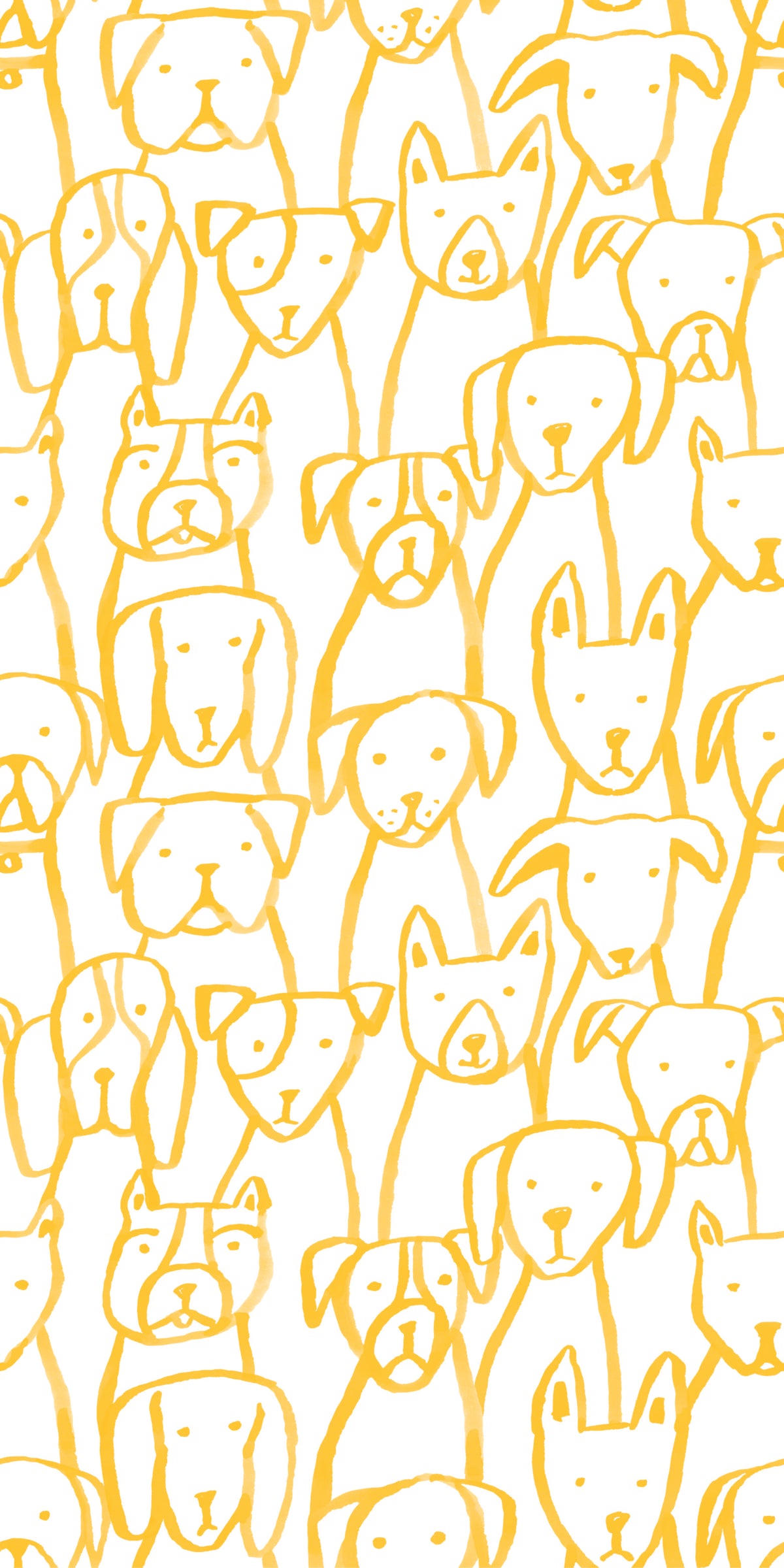 Image of Puppy Pile in Marigold Wallpaper