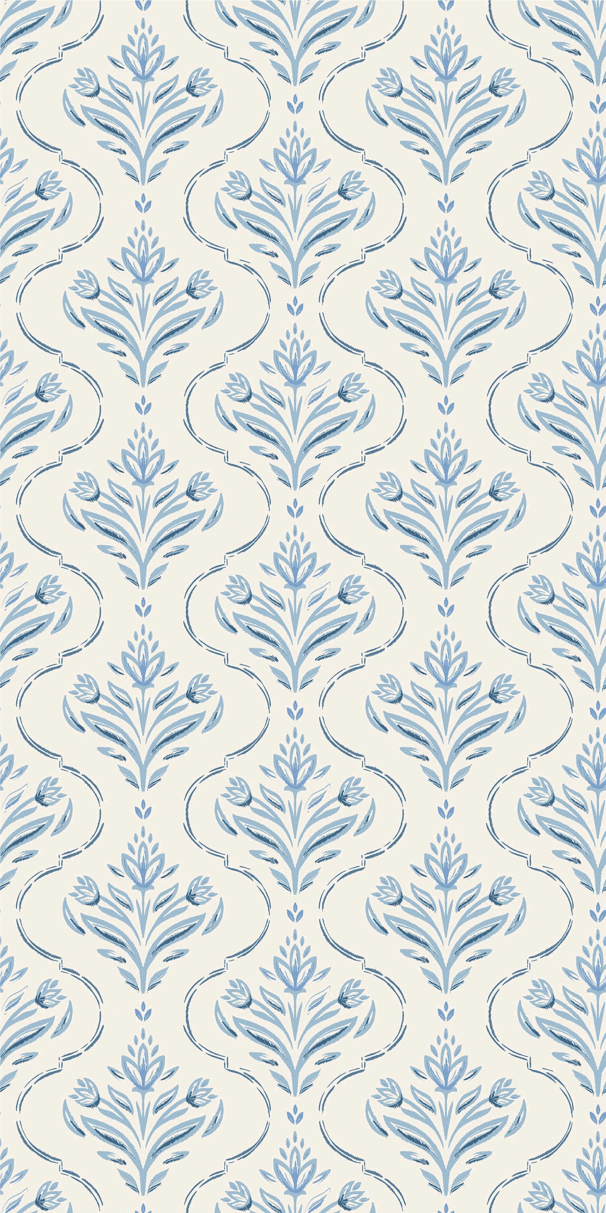 Image of Riviera in Cream/Blue Wallpaper