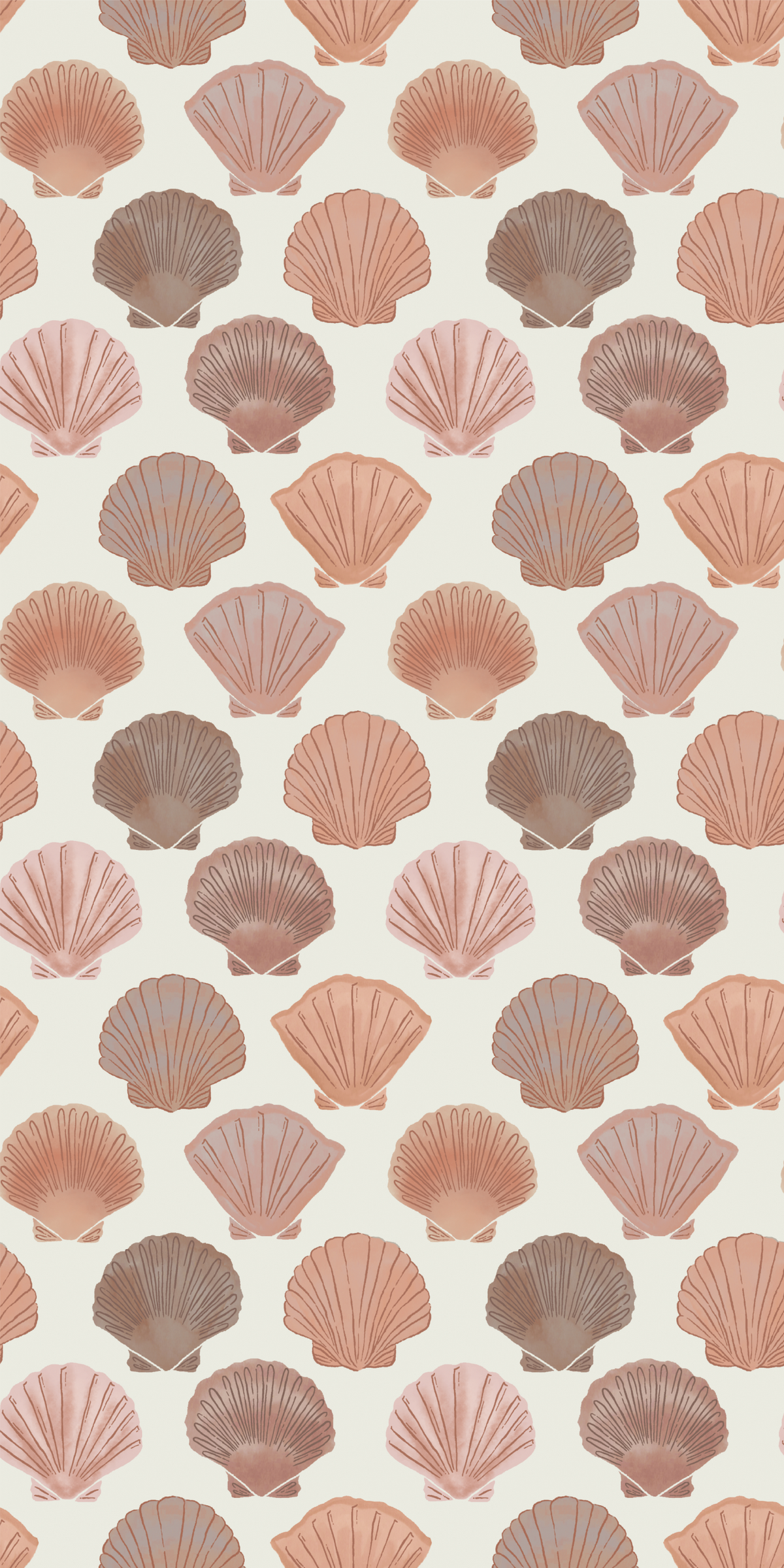 Image of Shells in Orange Wallpaper
