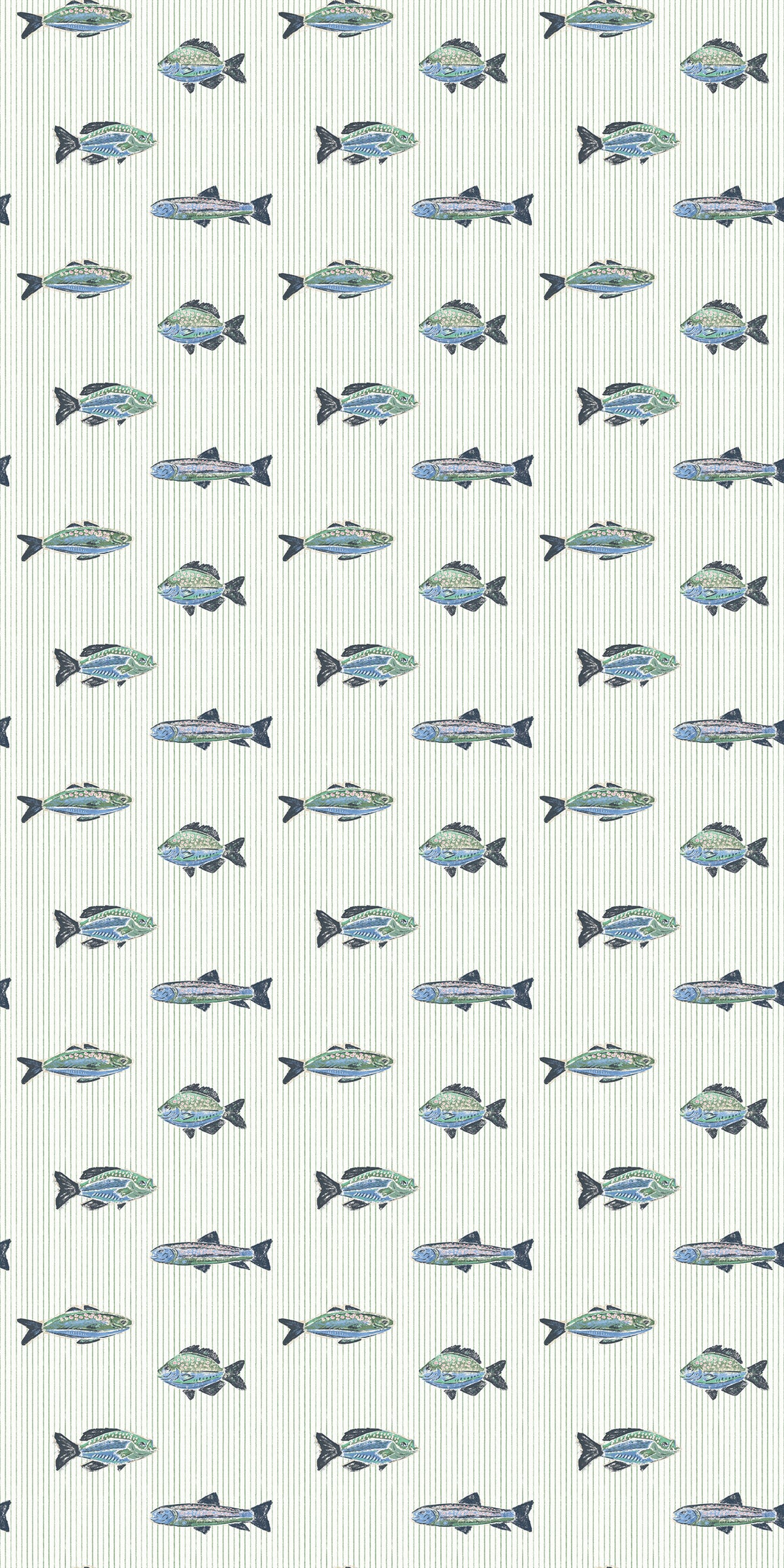 Image of School of Stripes in Green Wallpaper