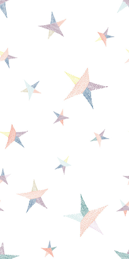 Image of Stitched in the Stars in White/Warm Tones Wallpaper