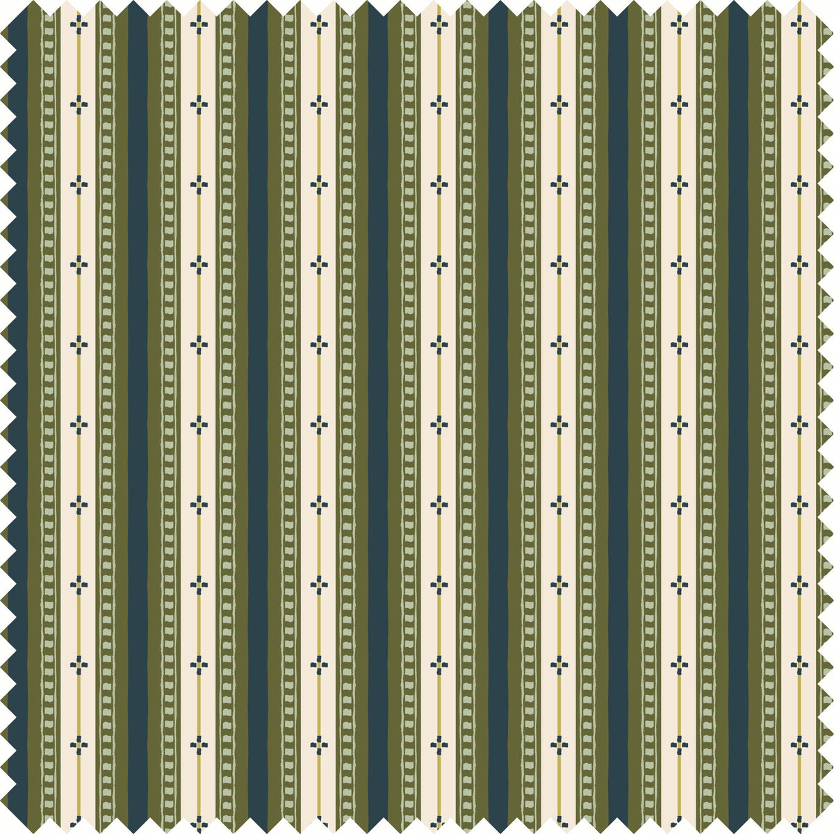 Trio Stripe Fabric in Blue/Green
