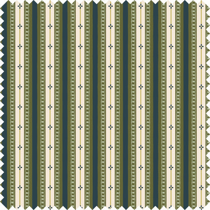 Trio Stripe Fabric in Blue/Green