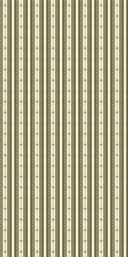 Image of Trio Stripe in Olive Green Wallpaper