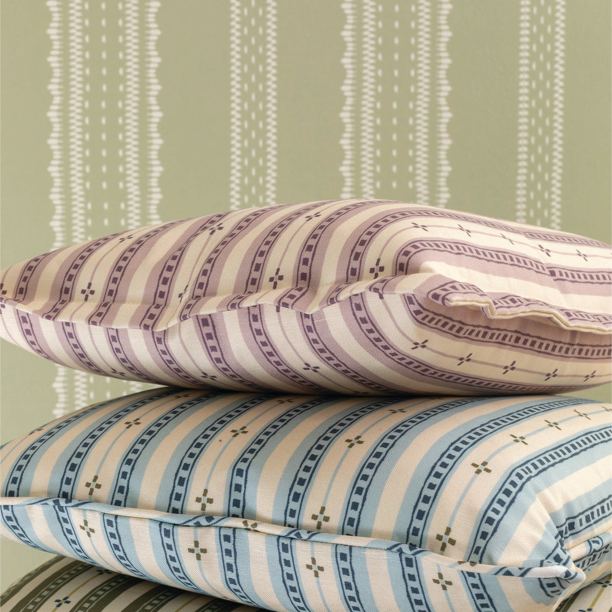 Trio Stripe Fabric in Sky Blue