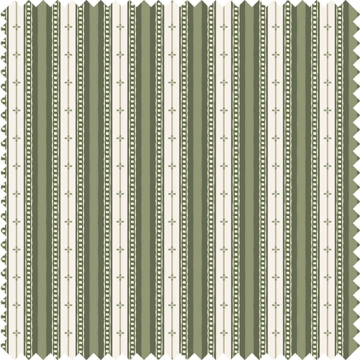 Trio Stripe Fabric Fabric in Olive Green