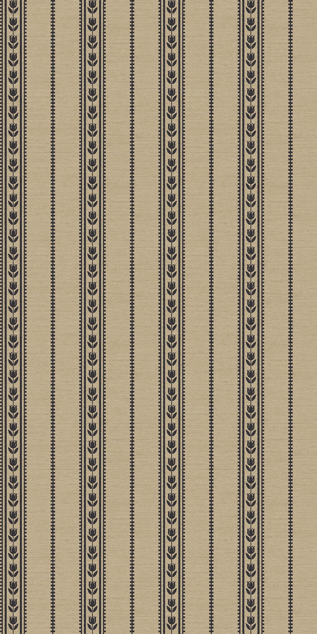 Image of Tulip Ticking Stripe in Charcoal/Dark Tan Wallpaper