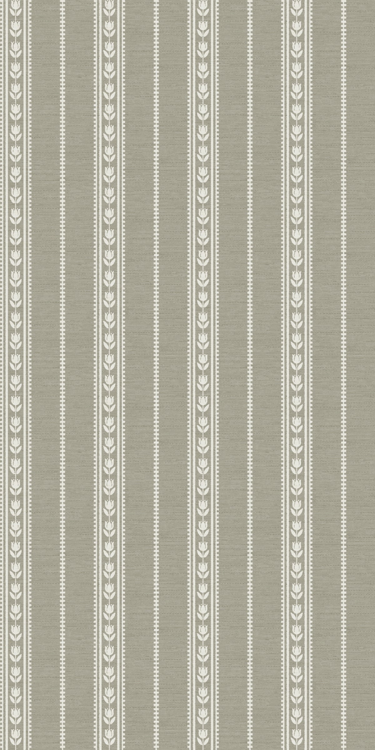 Image of Tulip Ticking Stripe in White/Sage Wallpaper