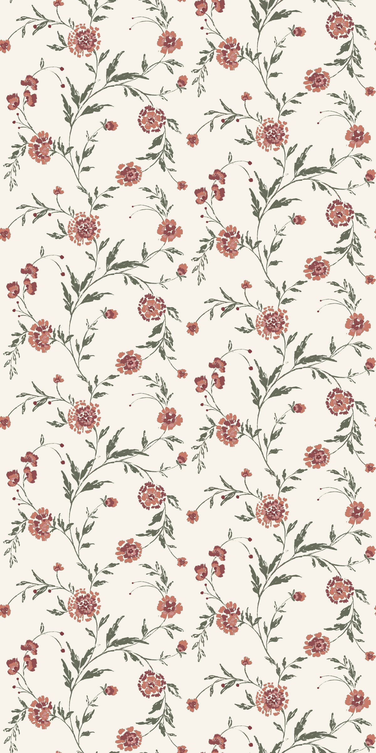 Image of Waverly in Coral Bloom Wallpaper