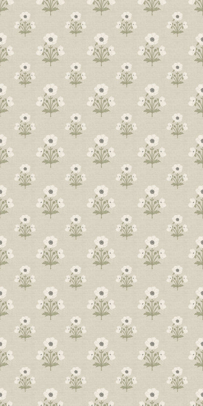 Image of Windflower in White/Black Wallpaper