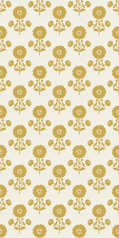 Image of Zinnia in Cream/Mustard Wallpaper