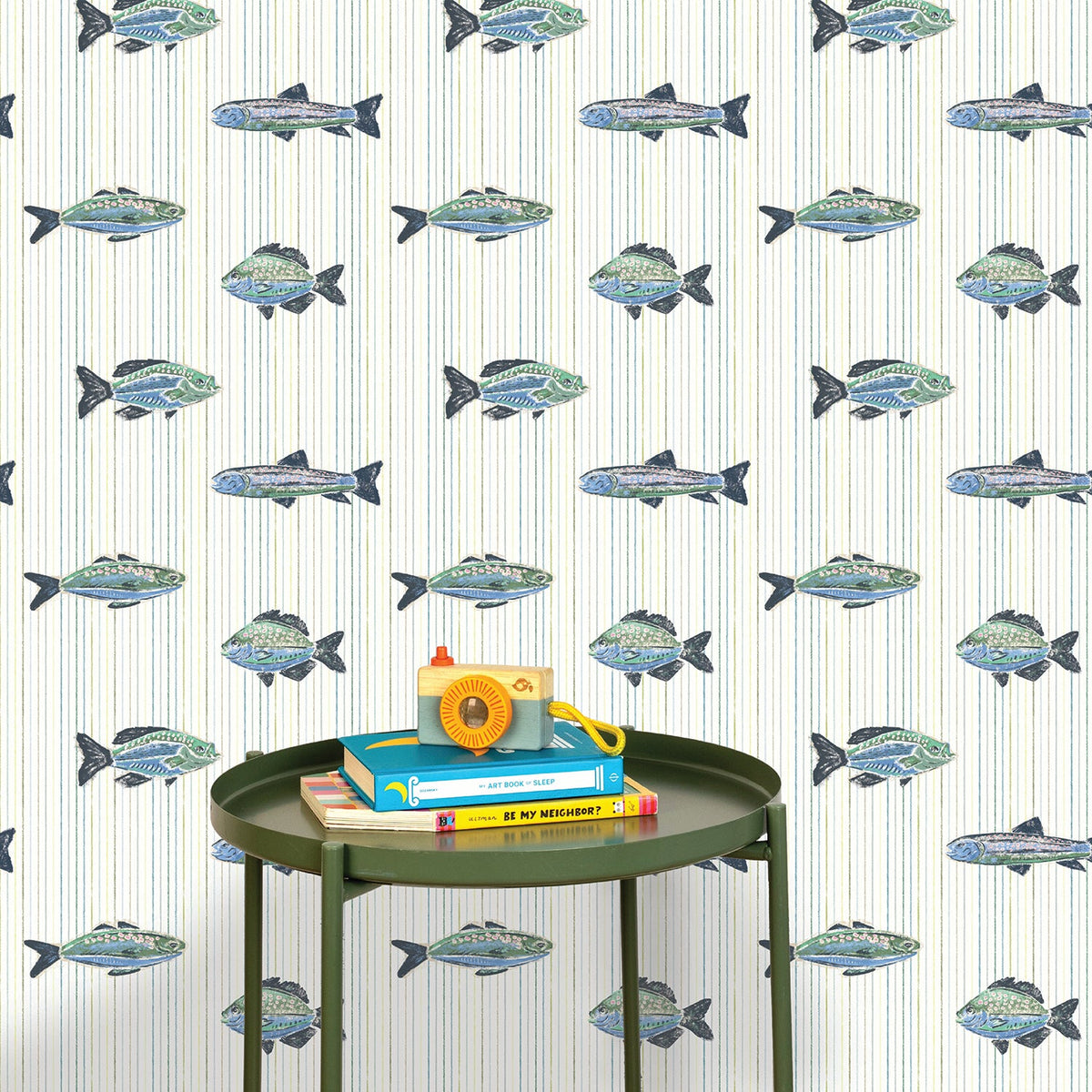 Image of School of Stripes in Blue Wallpaper