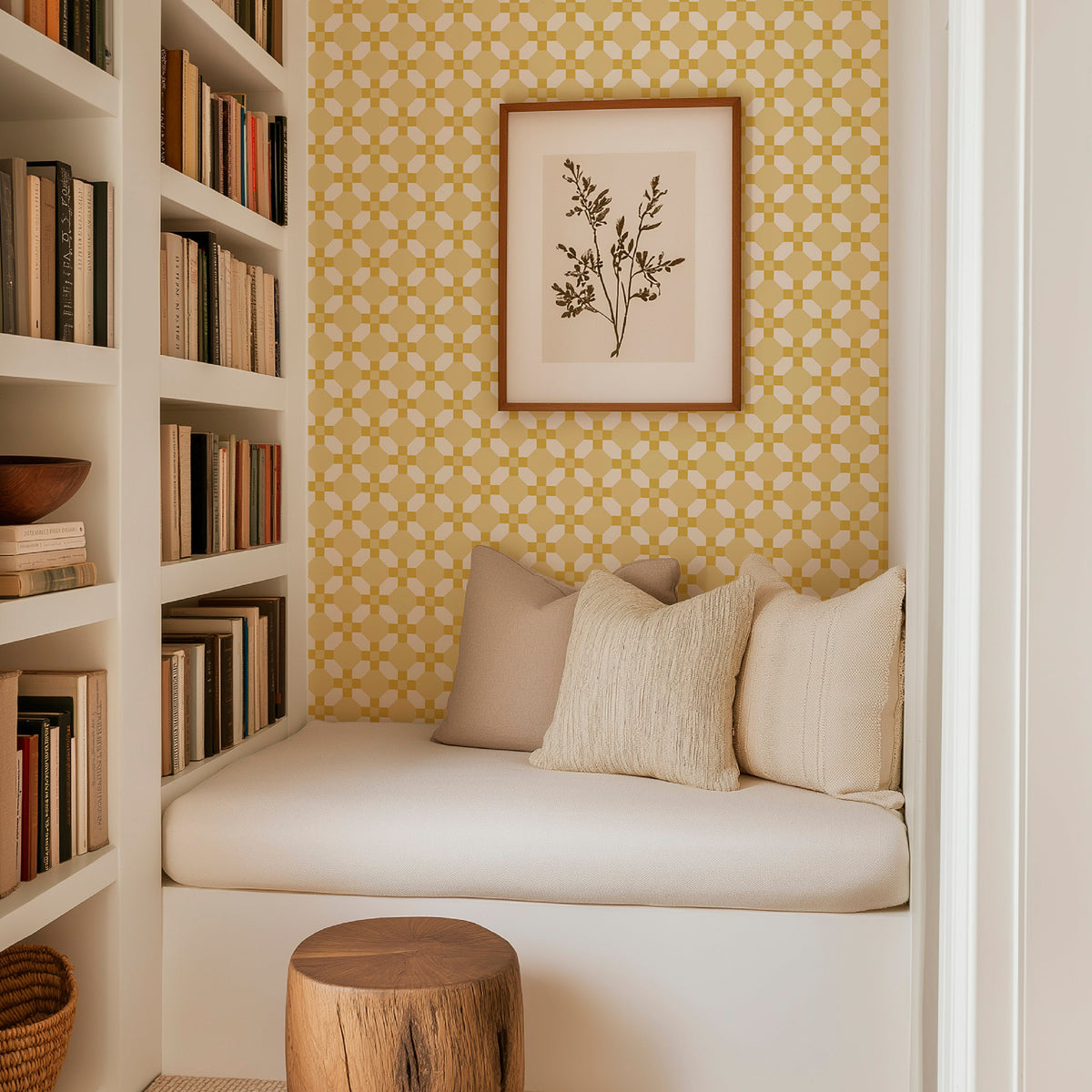 Image of Honeycomb Tuile in Sunflower Wallpaper
