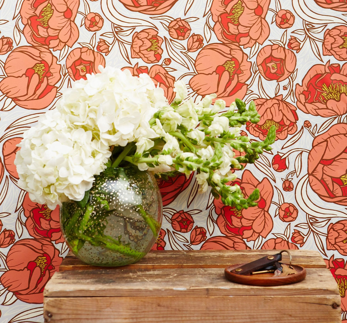 Image of Peonies in Grey Wallpaper