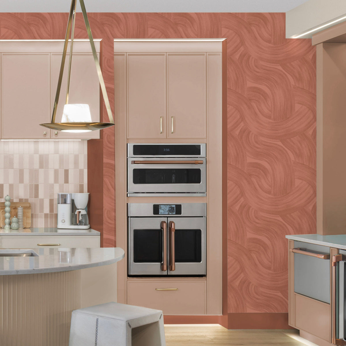 Image of Painted Wave in Terracotta Wallpaper