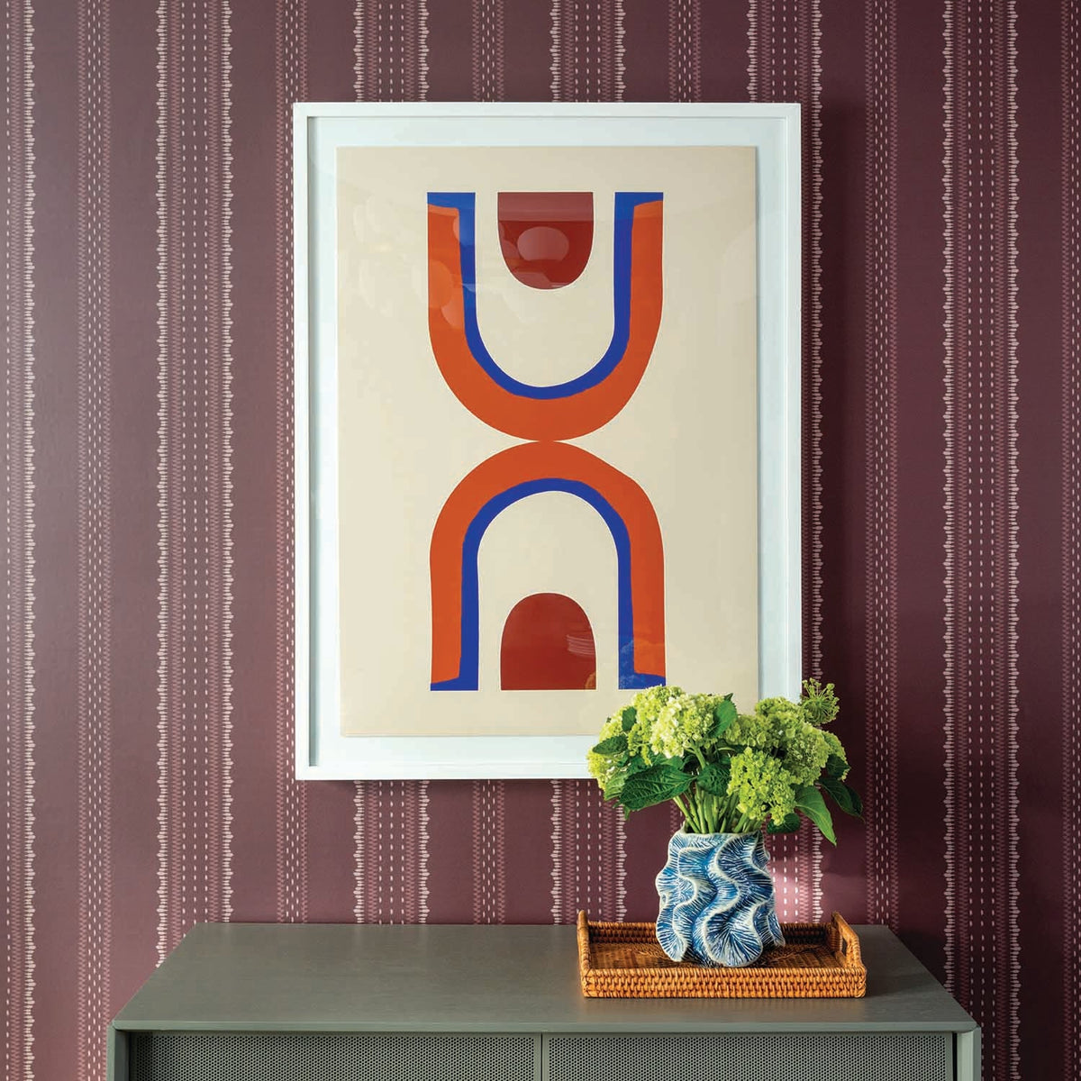 Image of Heritage Stripe in Dark Plum Wallpaper